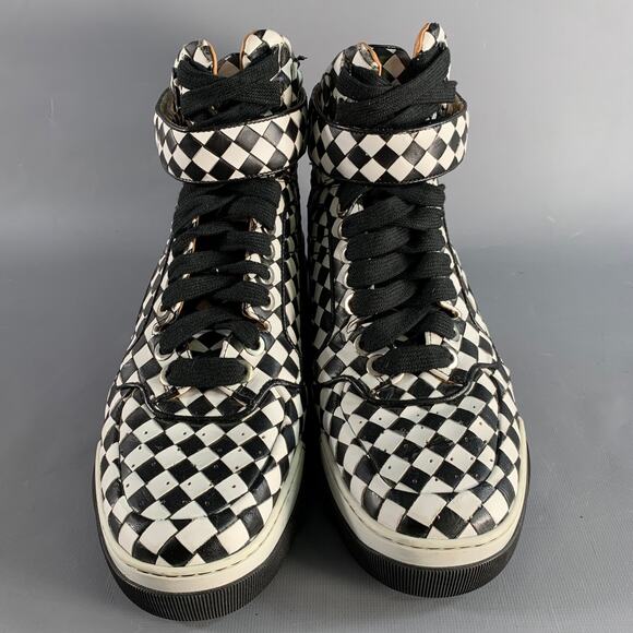 GIVENCHY Size 11 Black White Checkered Leather High Top Sneakers - Picture 4 of 8
